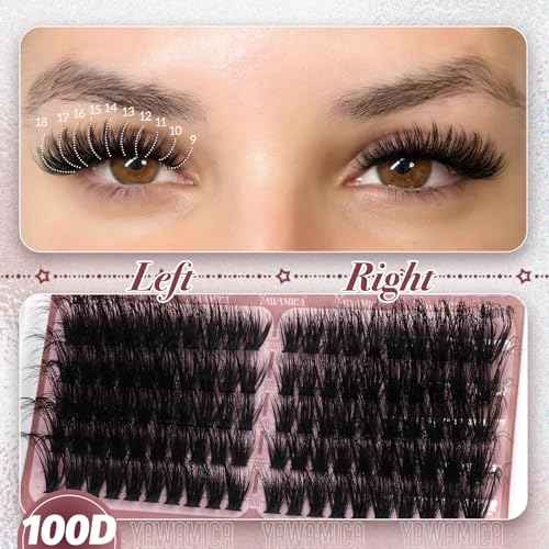 Yawamica Cat Eye Lash Clusters Fluffier Cluster Eyelash Extensions Wispy Individual Lashes Premade Eyelash Clusters Left Right Cluster Lashes 60D 80D 100D Volume 300pcs Eye Lashes Clusters DIY Lash