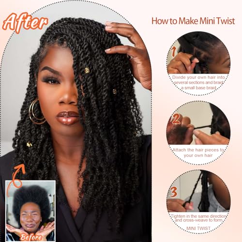 Afro Kinkys Bulk Human Hair -20 Inch 50g 4c Kinky Curly Bundles Human Braiding Hair For Mini Twist/Dreadlocks Extensions/Braids/Locs (1B, 20 Inch(Pack of 1))