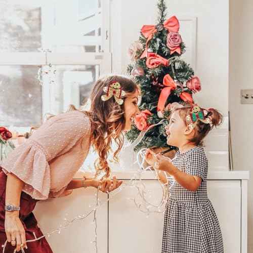 Christmas Glitter Hair Clips Cute Sparkly Gingerbread Man Shape Cheer Barrettes Alligator Hairpins for Teens Toddler Girls Kids Xmas Holiday Party Dress Decor Accessories Gift (H)