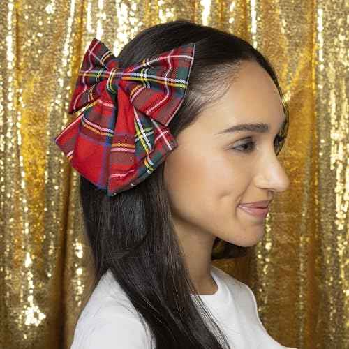 Scunci by Conair Tartan Bow Barrette - hair bows - holiday - gifts for teen girls - hair accessories for women - stocking stuffers - hair barrettes- red bow