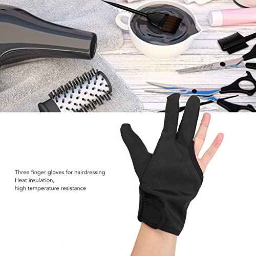 ZJchao Heat Gloves for Hair Styling, 2Pcs 3 Finger Barber Glove Insulated Hair Styling Heat Protector Glove Mittens Gloves Hairdressing Tools for Hair Curling Perming