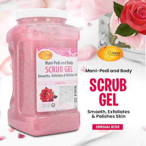 SPA REDI ? Sensual Rose Pumice Scrub Gel, Exfoliating, Hydrating & Nourishing, Infused with Hyaluronic Acid, Amino Acids, Panthenol and Comfrey Extract for Glowy Smooth Skin ? 128oz Gallon