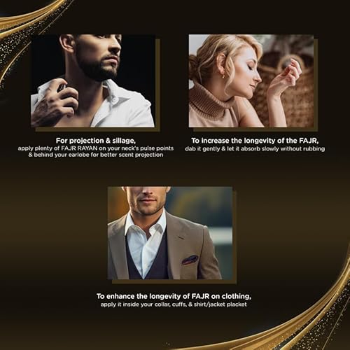 Fajr Perfume for Men - Long Lasting Arabian Eau De Parfum, 100mL (3.34 Fl oz) Scent with Osmanthus, Grapefruit, Rosemary, Saffron, Amber Warmth on a Bed of Musk - Ideal Gift for Father's Day