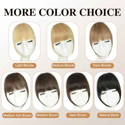 Clip in Bangs Real Human Hair,Dark Brown Bangs Hair Clip on Fake Bangs with Temples for Women Daily Wear(Dark Brown)