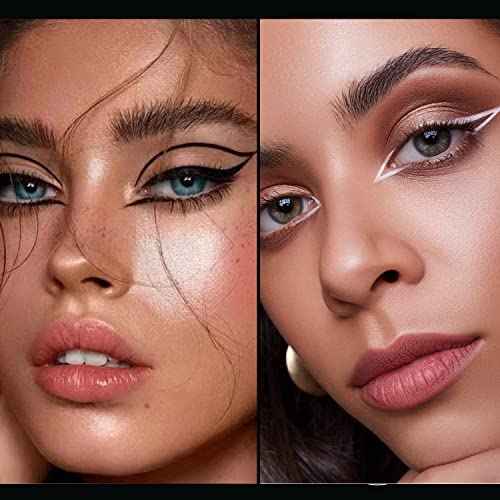 2PCS Waterproof Liquid Eyeliner, White and Black Eyeliner Set, Quick Drying Long-lasting Eye Liner for Makeup, Cruelty-Free Eyeliner Liquid Set Smudge Proof Easy To Use