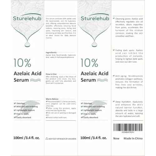 Azelaic Acid 10% Serum, 3.4 fl. oz. / 100ml, Azelaic-Acid-Serum For Reducing Facial Redness And Face