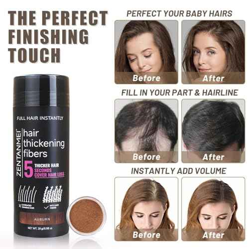 Hair Fibers for Thinning Hair for Women All-Natural Hair Building Fibers 0.98 Oz Hair Volume Powder Bald Spot Cover Up for Men & Women (Gray)
