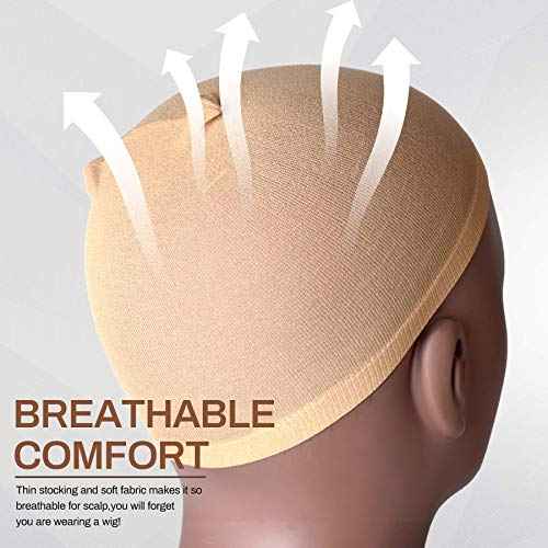 Smilco 20 Pcs Light Brown Wig Caps for Women, Ultra-Thin Stretchy Nylon Lace Front Stocking Caps (Ballet/Cosplay/Daily Use)