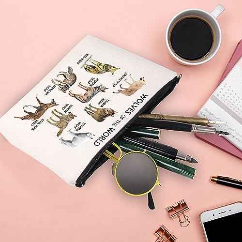 XYANFA Wolves of The World Wolf Makeup Bag Gift for Wolf Lovers Wildlife Animal Wolf Themed Gift Wolf Birthday Cosmetic Bag Zipper Pouch (WOLVES OF THE WORLD)