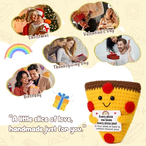 Romantic Gift For Couple Boyfriend Girlfriend Cute Handmade Crochet Pizza For Anniversary Valentine¡¯s Day Love Gifts For Husband Wife Partner Small Birthday Gift Idea for Couples Pizza Decor