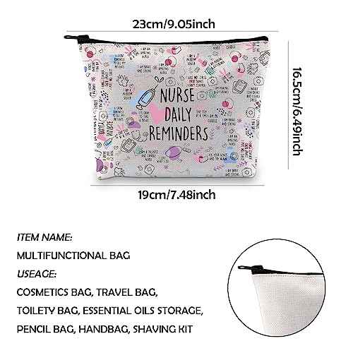WCGXKO Nurse Gift Nurse Daily Reminders Motivational Zipper Pouch Makeup Bag (NURSE DAILY)