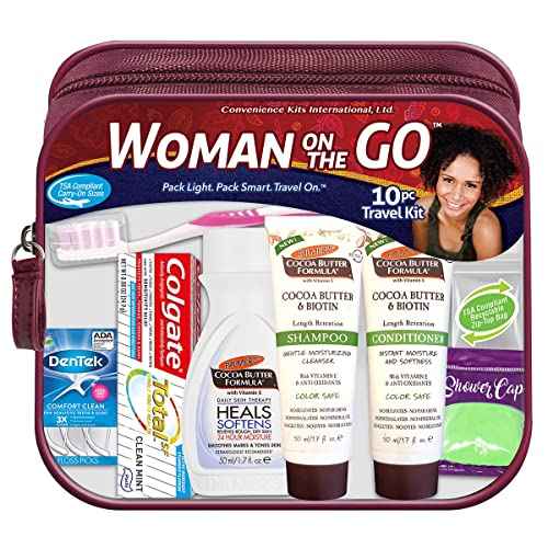 Convenience Kits International Women's Multicultural 10 PC Grooming/Hygiene Travel Kit Featuring: Palmer's Travel-Size Hair & Body Products, Beige, (23AZ)