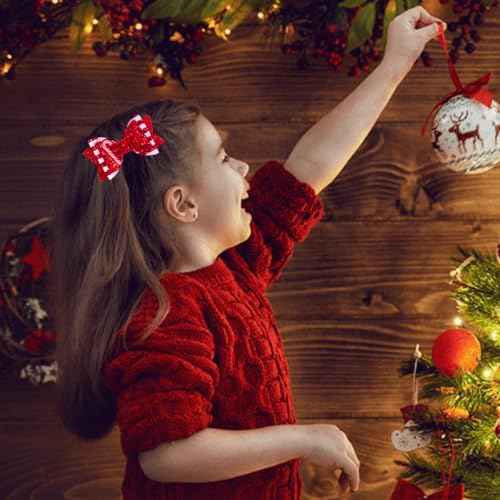 Christmas Candy Cane Hair Bows for Girls, Beleki Gliter Hair Clips Handmade Metal Alligator Clip Candy Cane Hair Accessory for XMAS Christmas Stocking Stuffers - Red