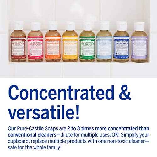Dr. Bronner¡¯s - Pure-Castile Liquid Soap (Baby Unscented, Travel Size, 2 ounce) - Made with Organic Oils, 18-in-1 Uses: Face, Body, Hair, Laundry, Pets and Dishes, Concentrated, Vegan, Non-GMO