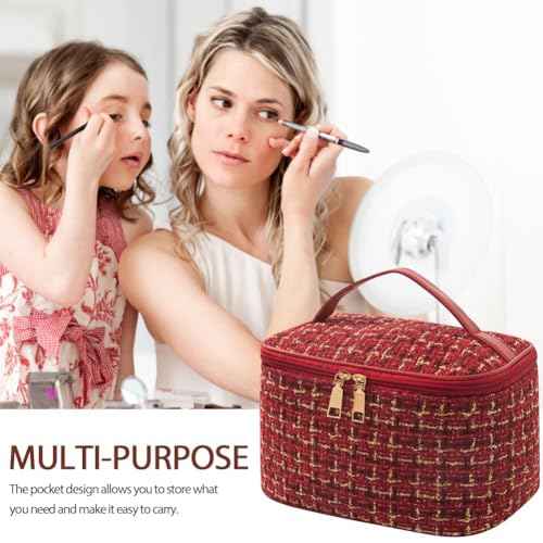 Travel Makeup Bag,High Capacity Toiletries Travel Bag,Waterproof And Wear-Resistant Portable Cosmetic Organizer,With Comfortable Handle,Suitable for Ladies And Girls (Red)