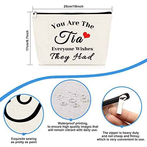 Aunt Appreciation Gift Aunt Gift from Niece Nephew Makeup Bag Tia Gifts Mothers Day Thanksgiving Christmas Birthday Wedding Gifts for Aunt Tia Auntie Cosmetic Bag Aunt Travel Make Up Pouch