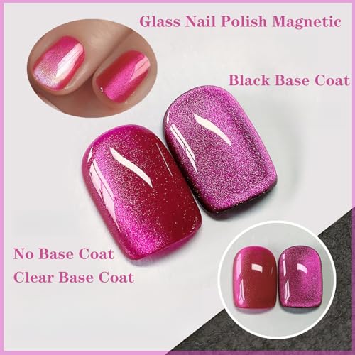 Jelly Cat Hot Pink Gel Nail Polish - Glossy Cat Eye, Magnetic, Translucent & Glass Finish