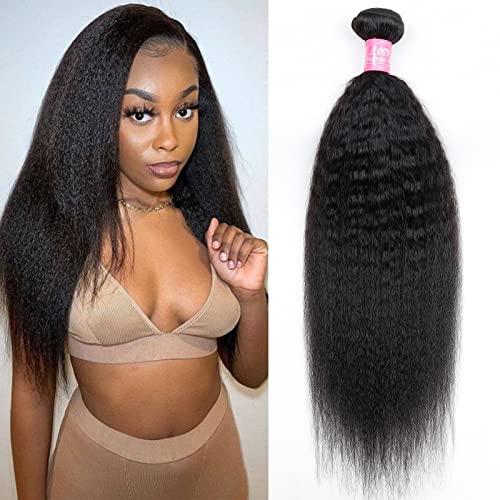 FQ Kinky Straight Bundles Human Hair 30 inch Kinky Straight Hair 1 Bundle 10A Brazilian Kinky Straight Human Hair Weave Extensions For Black Women 100g/bundle Natural Color