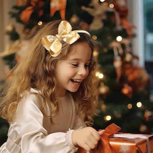 Boutique Hair Bow Headbands for Kids, Toddlers, and Girls - Gold