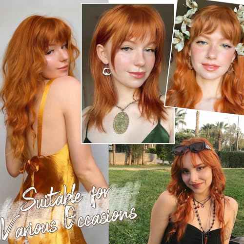 BARSDAR Real Human Hair Clip in Bangs - 100% Human Hair Clip in Bangs for Women - Auburn French Bangs Extensions Fringe with Temples Dyeable Real Hair Bangs Hairpieces - Medium Auburn