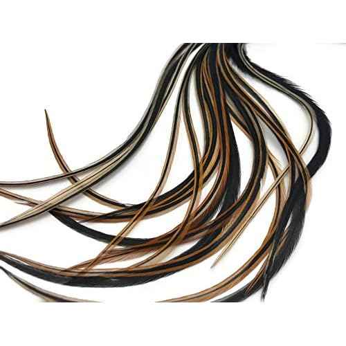 Moonlight Feather | 6 Pieces - Furnace Thick Long Rooster Hair Extension Feathers Whiting Hackle