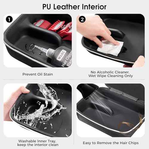 ProCase Barber Case with Washable Oilproof Inner Casing, Hard Travel Carrying Bag for Hair Clippers, Hair Cutting Supplies Holder, Trimmer Organizer Storage for Men Razor Guard Grooming Kits -Black