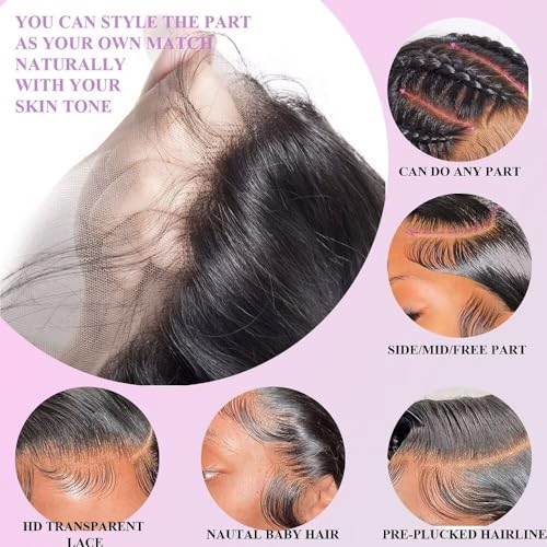 10A Straight Bundles with Frontal 16 18 20 with 14 Inch Human Hair Bundles with Closure 100% Unprocessed Brazilian Virgin Human Hair Weave 3 Bundles with Frontal HD Lace