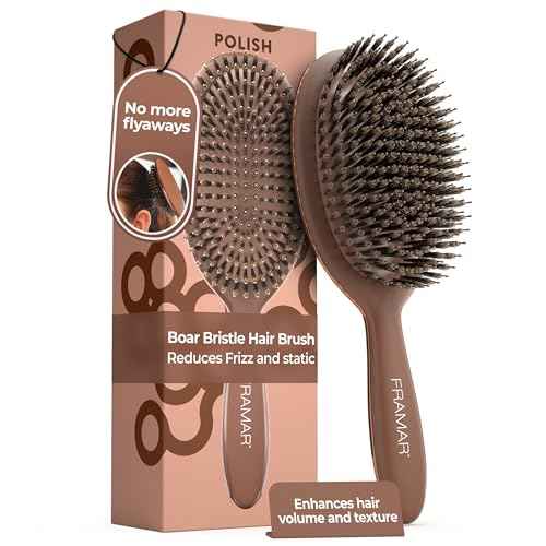 FRAMAR Soft Boar Bristle Hair Brush For Women ? Boars Hair Brush For Women, Boar Brush For Fine Hair, Hairbrush For Fine Hair, Soft Bristle Brush For Slick Back, Volume and Shine - Chocolate