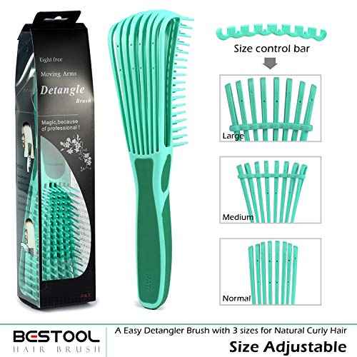 BESTOOL Detangling Brush for Black Natural Hair, Curly Hair Afro 3/4abc Texture - Faster and Easier Detangle Wet or Dry With No Pain (Green)