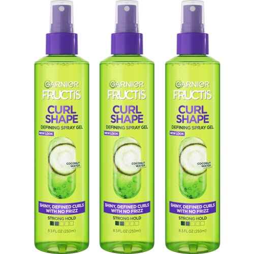 Garnier Fructis Style Curl Shape Defining Spray Gel for No Frizz, 8.5 Fl Oz, 3 Count (Packaging May Vary)