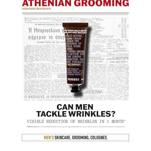 KORRES Athenian Grooming Anti-Ageing Face & Eye Cream with Achillea Millefolium & Baobab Leaf Extracts, Reduces Fine Lines, Smooths Wrinkles & Puffiness, Vegan, For Men, 1.69 fl oz, Stocking Stuffer