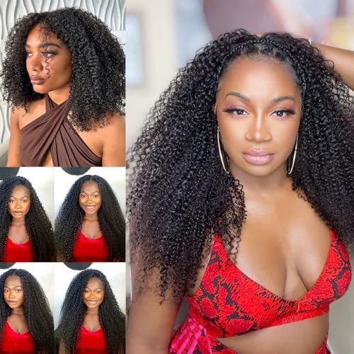 3C 4A Kinky Curly Clip in Hair Extensions Human Hair for Black Women - 8Pcs 18Clips Double Weft Brazilian Remy Human Hair Thick to Ends 120G/4.2oz Natural Black (22 inch)