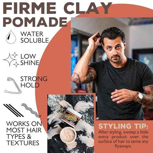 Suavecito Pomade Firme Clay 4 oz, 2 Pack - Strong Hold Hair Clay For Men - Low Shine Matte Hair Clay Pomade For Natural Texture Hairstyles