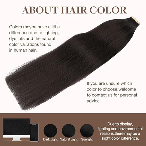 GOO GOO Tape in Hair Extensions Human Hair, 1B Natural black, 22inch 100g 40pcs, Skin Weft Seamless Invisible, Silky Straight with Thick Ends, Remy Human Hair