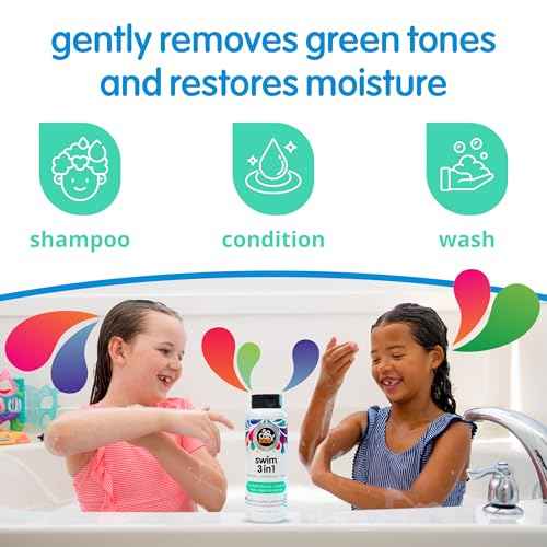 SoCozy Kids Swim 3-in-1 Shampoo, Conditioner & Body Wash - 3-in-1 Combo Pool Shampoo & Conditioner for Swimmers - Salt & Chlorine Removing Activated Charcoal