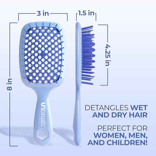 FHI Heat UNbrush Detangling Brush for Pain-Free Brushing on All Wet or Dry Hair Types ? Durable DuoFlex Anti-Static Bristles, Lightweight Handle, Vented Hair Brush