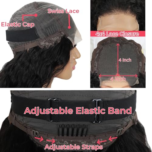 Deep Wave Lace Front Wigs Human Hair 4x4 Hd Lace Closure Wigs for Black Women 24 inch Glueless Deep Curly Wet and Wavy Wig Pre Plucked Bleach Knots with Baby Hair Natural Color