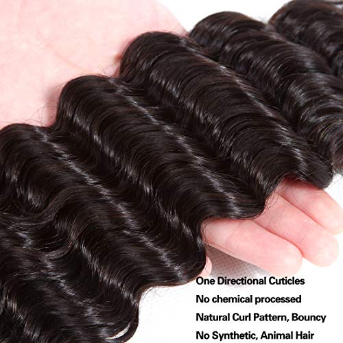 12A Loose Deep Wave 3 Bundles 22" 20" 18" 100% Virgin Human Hair Weave Deep Curly Unprocessed Malaysian Wet and Wavy Hair Weaving Bundles Natural Color Thick and Full