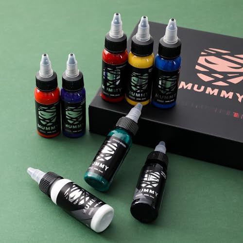 Mummy Primary Tattoo Ink Set 1 oz (30ml) 8 Colors Tattoo Pigment Kit Ink for Tattoo Supply