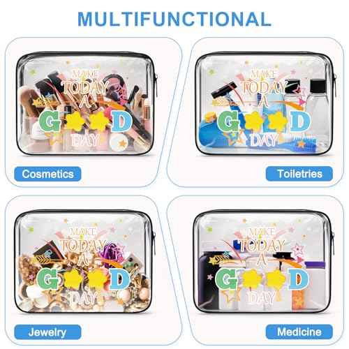 Positive Motivational Gifts for Women Girls MAKE TODAY A GOOD DAY Makeup Bag Inspirational Gifts for Daughter Sister Friend Mom Aunt Birthday Christmas Graduation Gifts Cosmetic Bag Clear Toiletry Bag