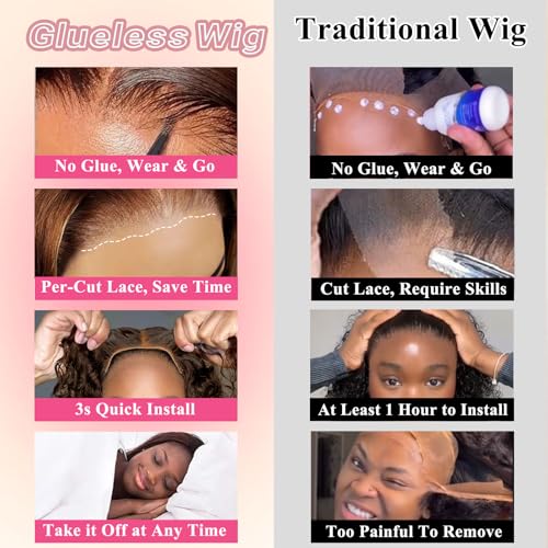 Closure Bob Wig Human Hair Chocolate Brown Glueless Wigs Human Hair Pre Plucked Pre Cut Short Glueless Wig Middle Part Curly Bob Wig Water Wave Lace Frontal Wigs Human Hair For Black Women 14Inch