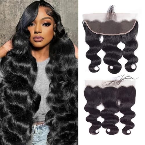 Lemoda 13x4 Frontal Body Wave HD Transparent Lace Frontals Brazilian Virgin Human Hair Lace Frontal Closure Natural Black 22 Inch