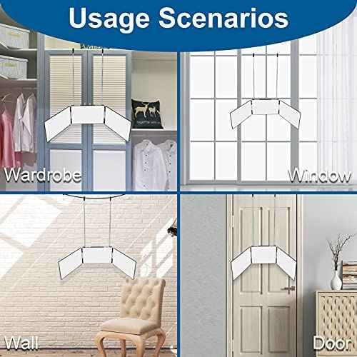3 Way Mirror for Self Hair Cutting,360 Haircuts Men for Barber Use Tools,to See Back of Head,Tri Fold Mirror with Portable Height Adjustable Telescoping Hooks