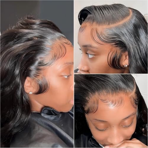 250% Density 13x6 HD Body Wave Lace Front Wigs Human Hair Pre Plucked HD Lace Frontal Wig 13x6 Glueless Full Lace Frontal Wigs Human Hair For Women Natural Black