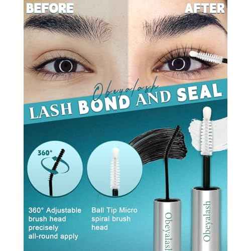 Lash Cluster Glue Waterproof, Bond and Seal Lash Glue 2-in-1,Strong Hold 72H Long Lasting,Eyelash Adhesive for Clusters Individual Eyelashes by Obeyalash (6ml Bond +6ml Seal)