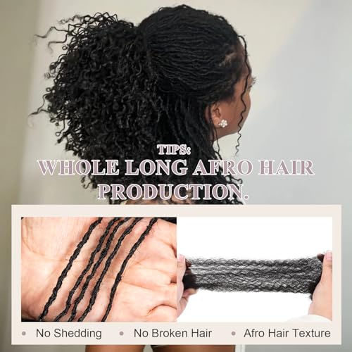 Originea Micro Locs Extesnions Human Hair 0.1cm Thickness Sisterlocks Curly Tips, Full Handmade Interlocking Permanent Soft Dreadlock Extensions Natural Looking Locs (1B# 0.1cm, 12 Inch 70 Strands)