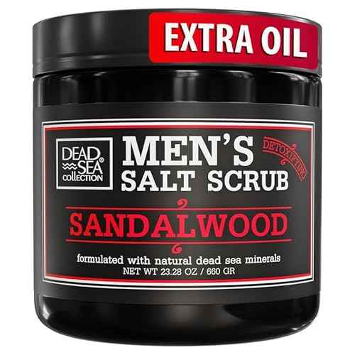 Salt Body Scrub Sandalwood For Men ? Moisturizes, Exfoliates & Nourishes Skin ? Cleanses & Detoxifies with Dead Sea Minerals - Dead Sea Collection ? 23.28 OZ