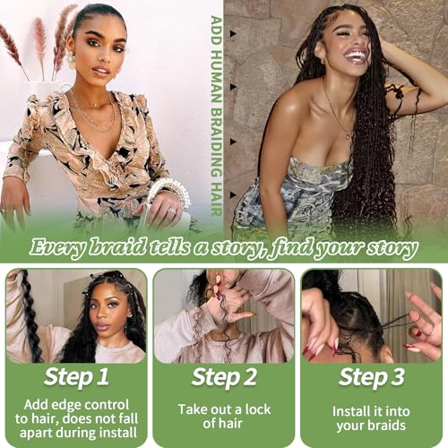 Human Braiding Hair for Boho Braids 120g 12A Deep Water Wave Bulk Human Hair Knotless Boho Braiding Curly 100% Virgin No Weft Extensions Bohemian Braids 3 Bundles/Pack Copper 24 Inch