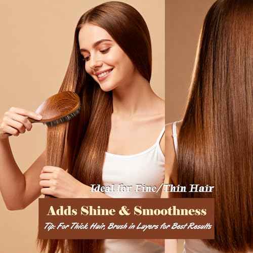 Boar Bristle Hair Brush Since 1965 British Craftsmanship, Handmade Natural Wooden Slick Back Hairbrush/Beard Brush, Pure Soft Bristles Gentle Detangling Women Men Kids Thin Fine Hair, Smooth & Shine