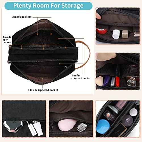Lubardy Toiletry Bag Oxford Cloth Toiletry Bag for men and women Portable Travel Shaving Dopp Kit Water-Resistant Cosmetic Bag Travel Organizer Storage for Accessories, Black